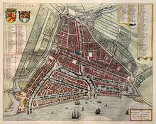 Afbeelding in Gallery-weergave laden, Rotterdam Stadsplattegrond in vogelvluchtperspectief - J Blaeu - 1649