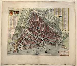 Rotterdam Stadsplattegrond in vogelvluchtperspectief - J Blaeu - 1649