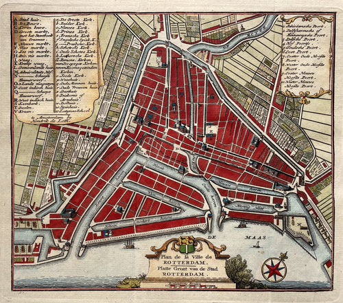 Rotterdam Stadsplattegrond - H de Leth - 1740