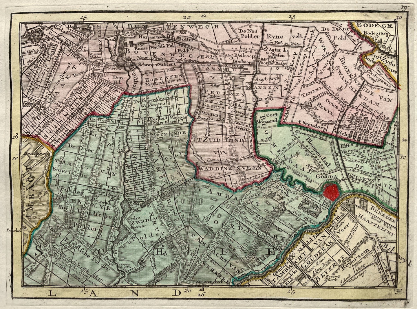 Zuid-Holland Gouda Waddinxveen Zoetermeer - P Schenk - circa 1748