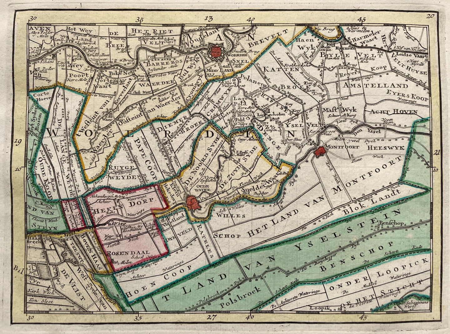 Utrecht Woerden Montfoort Oudewater - P Schenk - circa 1748