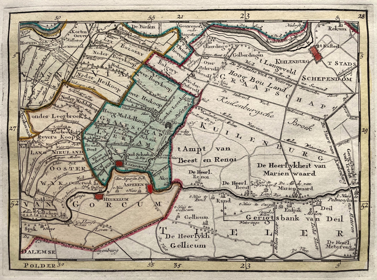 Gelderland Culemborg Beesd Utrecht Leerdam - P Schenk - circa 1748