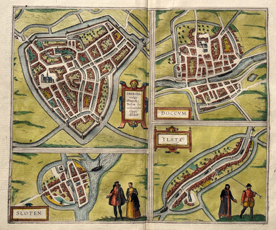 Sneek Dokkum Sloten IJlst Stadsplattegronden - G Braun & F Hogenberg - 1588