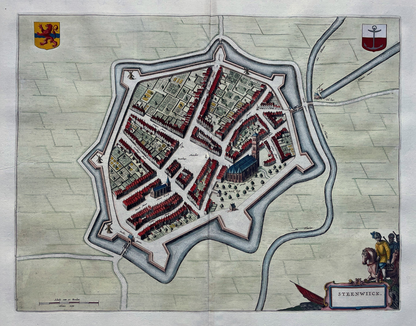 Steenwijk Stadsplattegrond in vogelvluchtperspectief - J Blaeu - 1649