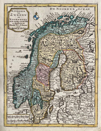 Scandinavië Denemarken Noorwegen Zweden Finland Scandinavia - J Keizer / J de Lat - 1747