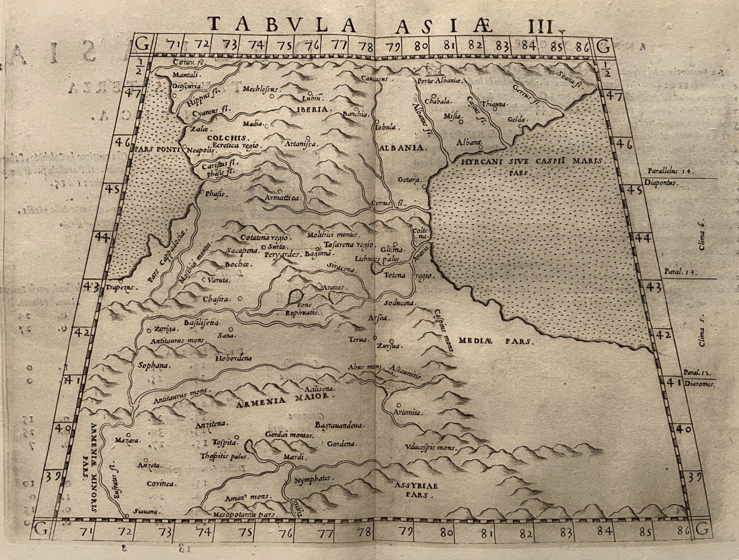 Azië Kaukasus Asia Caucasus Ptolemy map - Girolamo Ruscelli / Claudius Ptolemaeüs - 1561