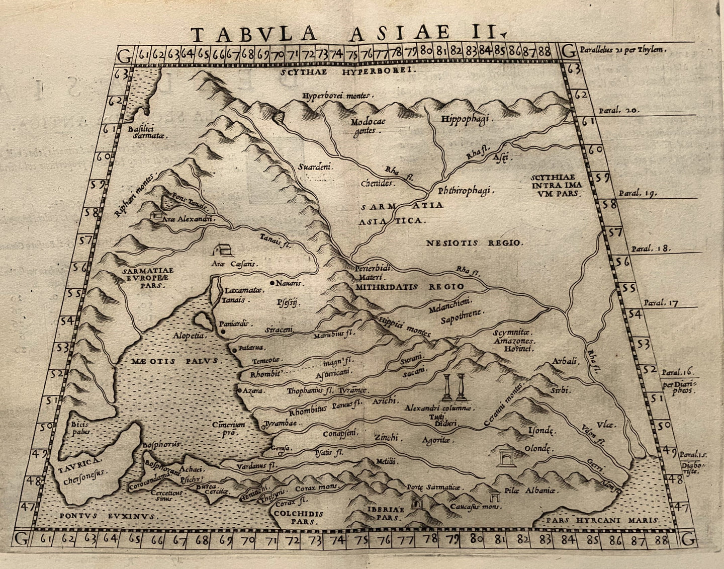 Azië Kaukasus Scythia Asia Caucasus Ptolemy map - Girolamo Ruscelli / Claudius Ptolemaeüs - 1561