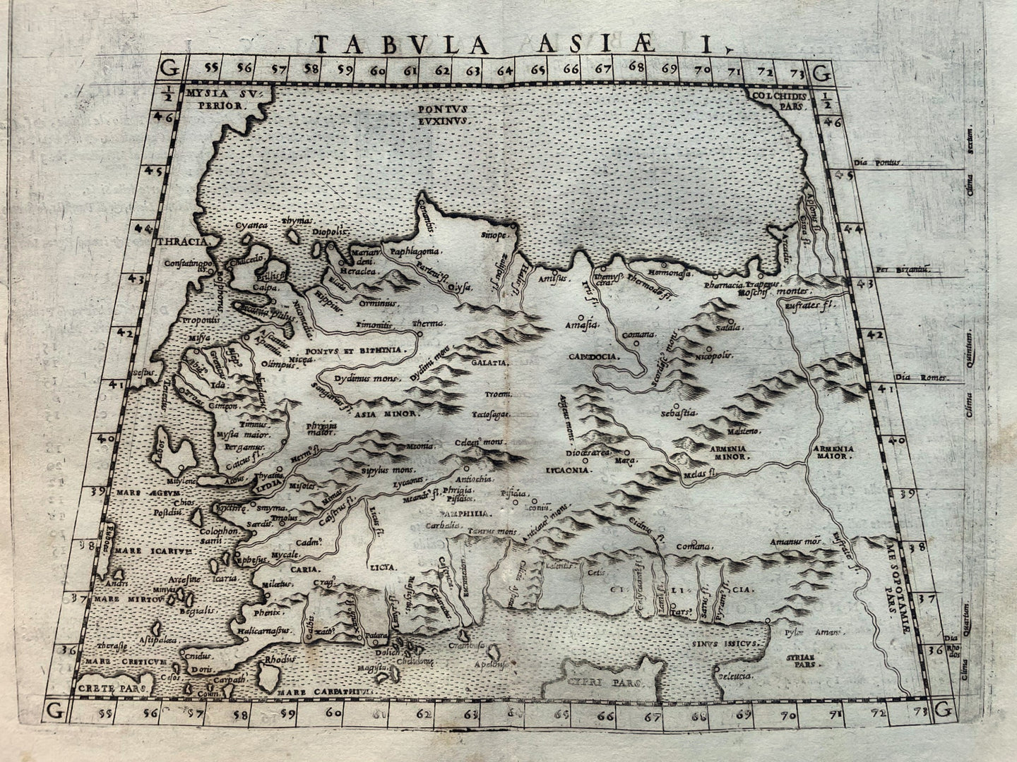 Turkije Klein Azië Turkey Asia Minor Ptolemy map - Girolamo Ruscelli / Claudius Ptolemaeüs - 1561