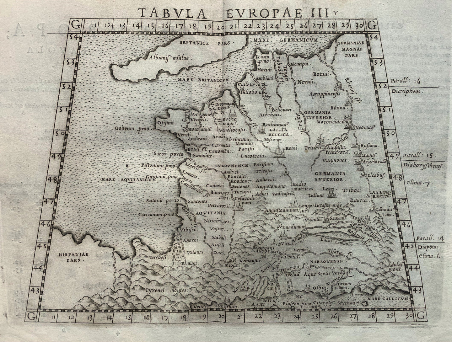 Frankrijk France Ptolemy map - Girolamo Ruscelli / Claudius Ptolemaeüs - 1561