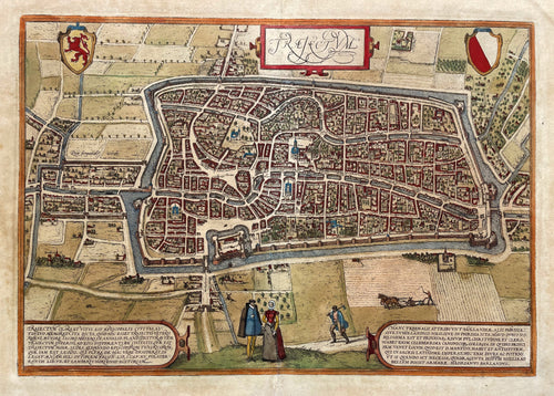 Utrecht Stadsplattegrond in vogelvluchtperspectief - G Braun & F Hogenberg - 1572