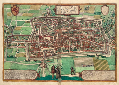 Utrecht Stadsplattegrond in vogelvluchtperspectief - G Braun & F Hogenberg - 1572