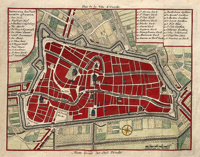 Utrecht Stadsplattegrond - H de Leth - 1740