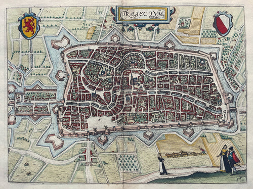 Utrecht Stadsplattegrond in vogelvluchtperspectief - WJ Bleau / L Guicciardini - 1612