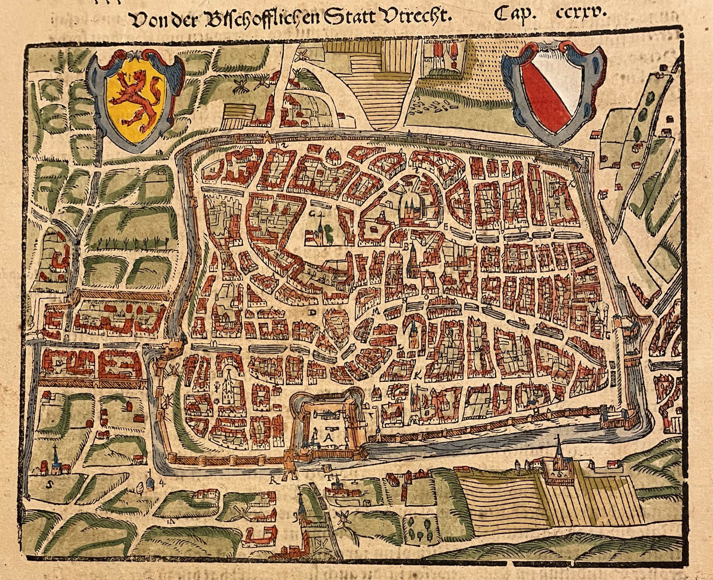 Utrecht Stadsplattegrond in vogelvluchtperspectief - S Münster - ca. 1578