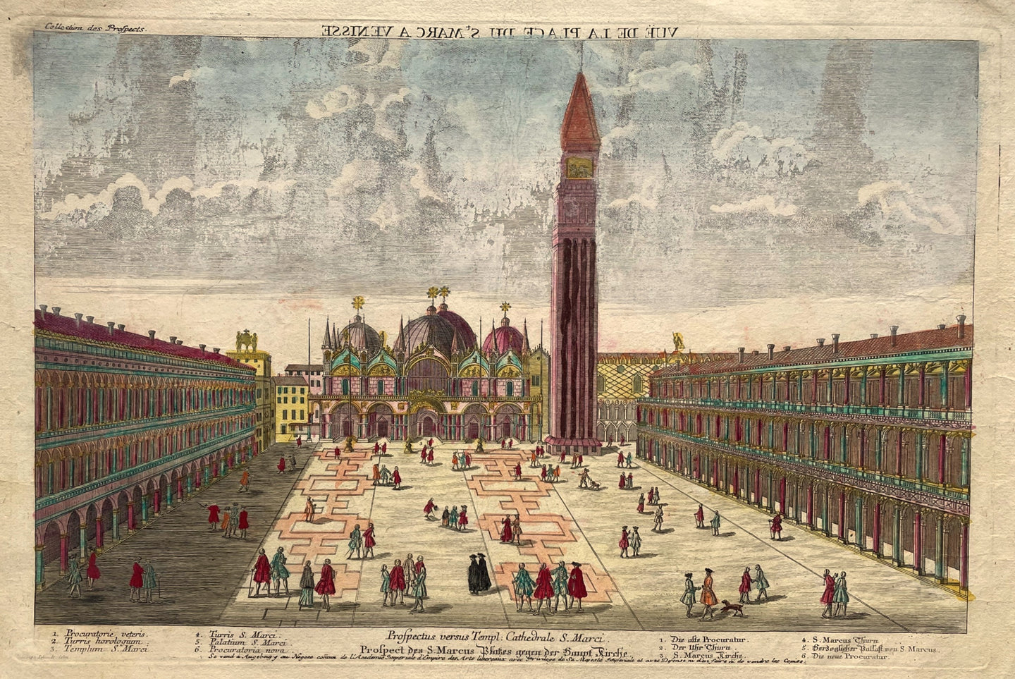 Italië Venetië Piazza and Basilica San Marco Italy Venice  - J Schmidt - circa 1770