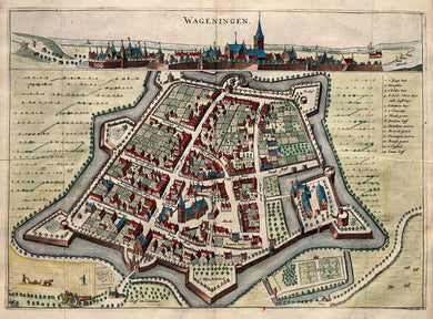 Wageningen Stadsplattegrond en profielgezicht - N Geelkercken / J van Biesen - 1654