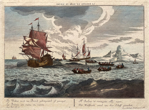 Wereld Noordpoolgebied Arctic Walvisvaart - GB Probst - circa 1750