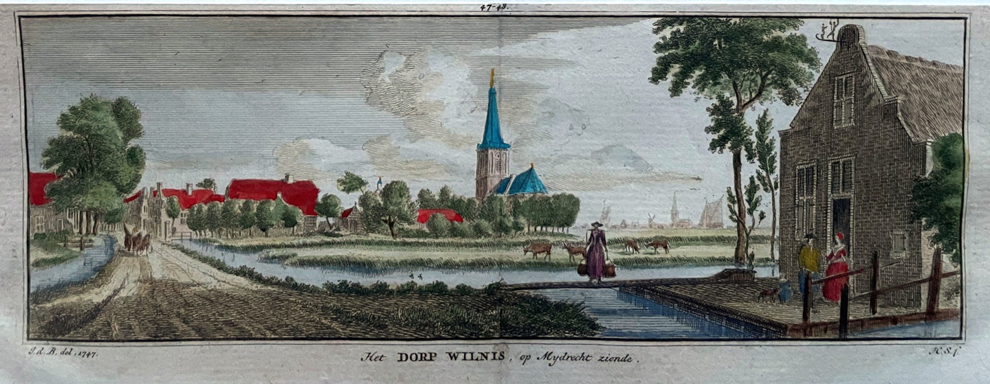 Wilnis Gezicht op het dorp - H Spilman - ca. 1750