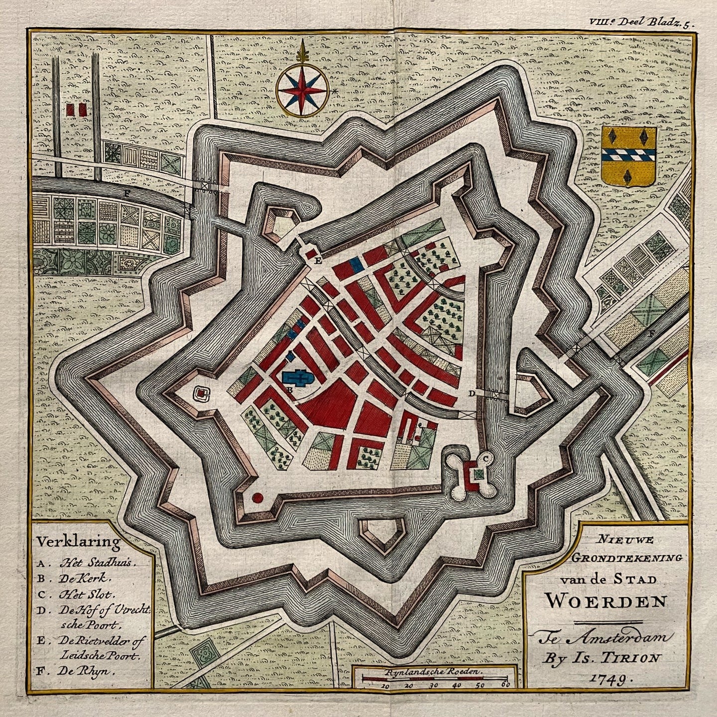 Woerden Stadsplattegrond - I Tirion - 1749