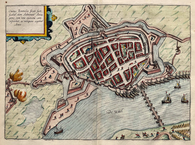 Zaltbommel Stadsplattegrond in vogelvluchtperspectief - WJ Blaeu / L Guicciardini - 1612