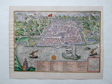 Load image in Gallery view, Algerije Algeria Algiers Stadsplattegrond in vogelvluchtperspectief - G Braun &amp; F Hogenberg - ca 1590