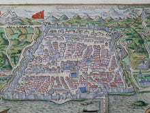 Load image in Gallery view, Algerije Algeria Algiers Stadsplattegrond in vogelvluchtperspectief - G Braun &amp; F Hogenberg - ca 1590