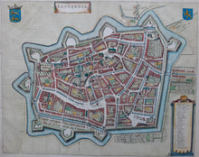 Afbeelding in Gallery-weergave laden, Leeuwarden - Stadsplattegrond in vogelvluchtperspectief - J Janssonius - 1657