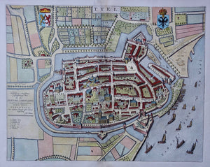 Tiel Stadsplattegrond in vogelvluchtperspectief - J Blaeu - 1649