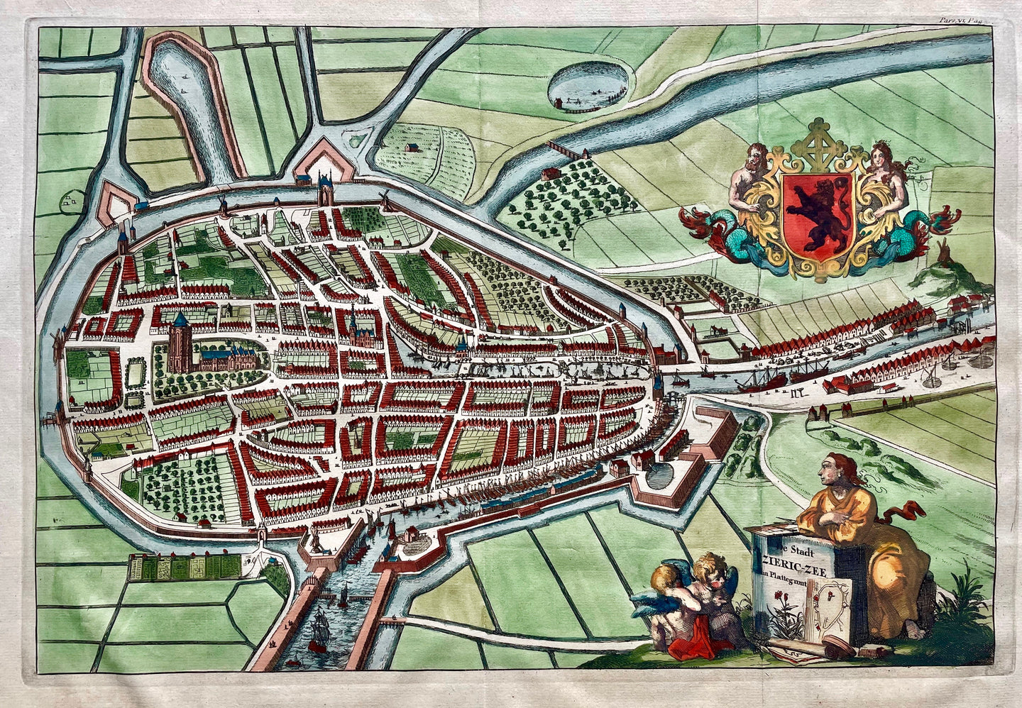 Zierikzee Stadsplattegrond in vogelvluchtperspectief - M Smallegange - 1696
